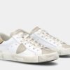 PHILIPPE MODEL Sneakers Donna PRSX LOW WOMAN VEAU CROCO Blanc Or PRLD VC01 (2)
