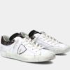 PHILIPPE MODEL Sneakers Donna PRSX LOW WOMAN VEAU GLITTER Blanc Noir PRLD VGL3_2