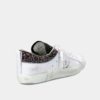 PHILIPPE MODEL Sneakers Donna PRSX LOW WOMAN VEAU GLITTER Blanc Noir PRLD VGL3_6