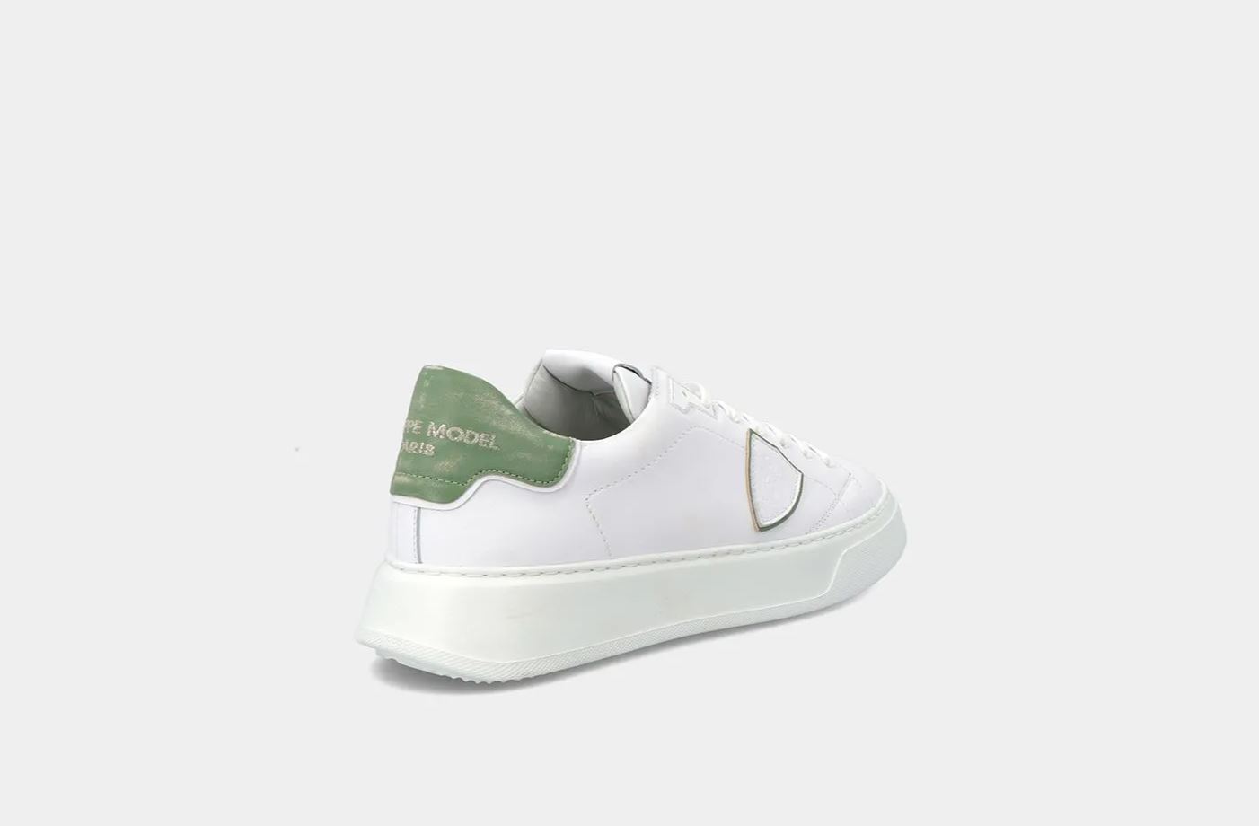 PHILIPPE MODEL Sneakers Uomo TEMPLE VEAU VINTAGE BLTU VW06 Blanc Vert (2)