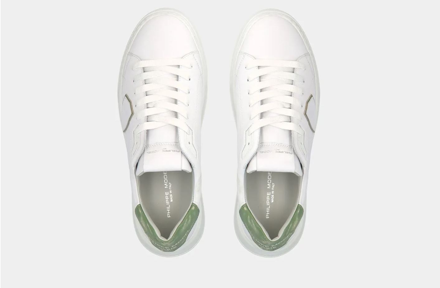 PHILIPPE MODEL Sneakers Uomo TEMPLE VEAU VINTAGE BLTU VW06 Blanc Vert (3)
