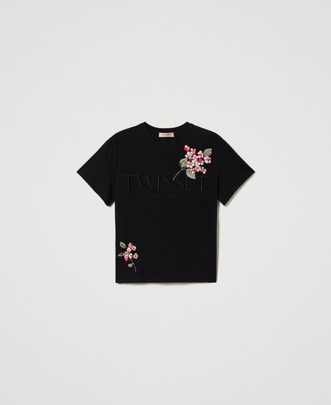 TWINSET T-Shirt 231TP2780 Ric. Bouquet Nero primavera estate 2023 (2)
