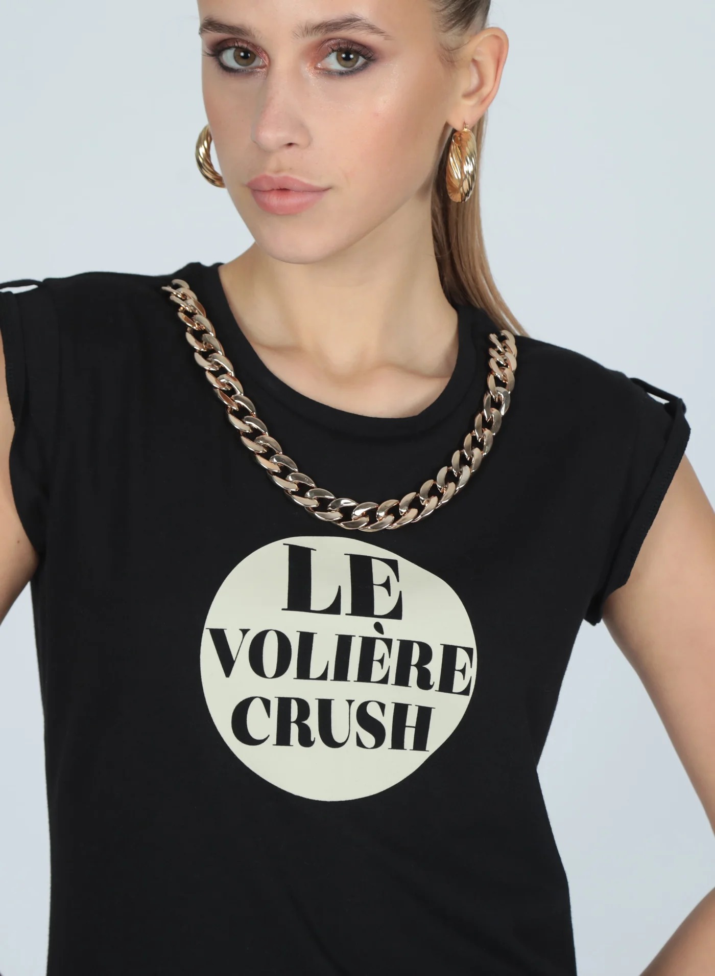 LE VOLIERE T-Shirt With Chain T379B Black (1)
