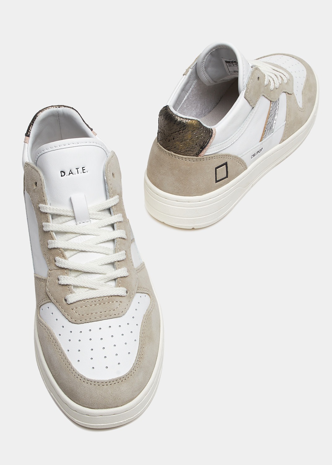 D.A.T.E. Sneakers Donna COURT 2.0 MID POP White Beige (2)