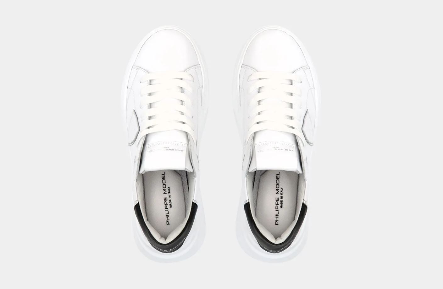 PHILIPPE MODEL Sneakers Donna TRES TEMPLE LOW WOMAN BJLD V010 Veau Blanc Noir (2)