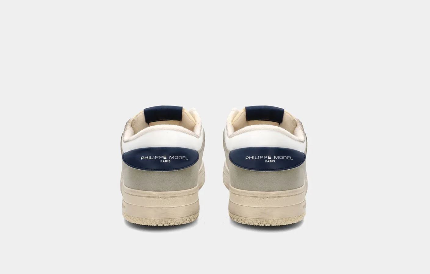 PHILIPPE MODEL Sneakers Uomo LYON LOW MAN LYLU CX30 Recycle Mixage Blanc Blue Jau (6)