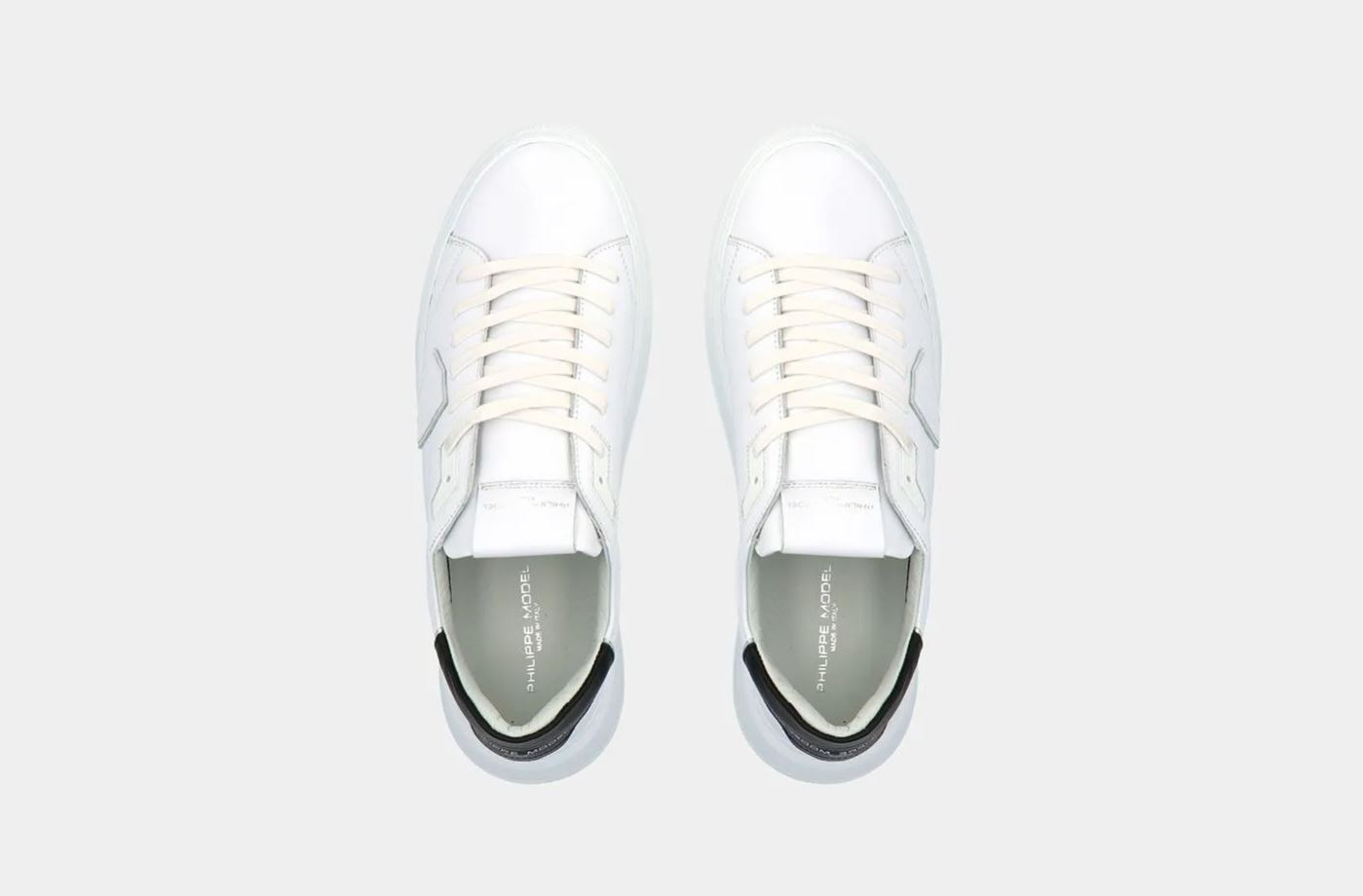 PHILIPPE MODEL Sneakers Uomo TEMPLE LOW MAN BTLU V007 Veau Blanc Noir (3)