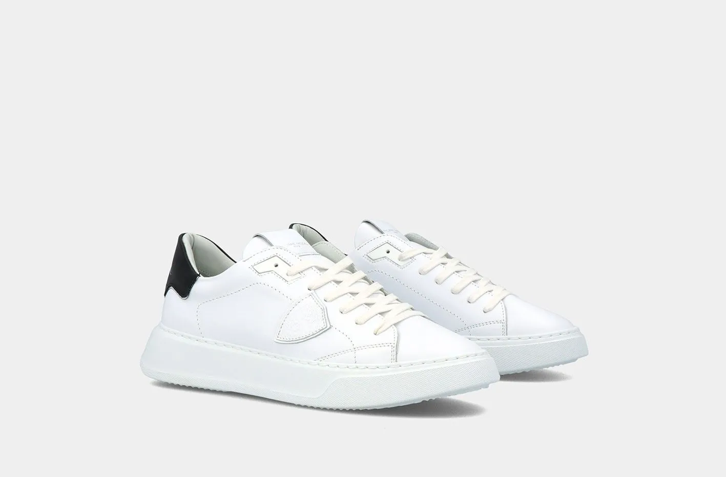 PHILIPPE MODEL Sneakers Uomo TEMPLE VEAU BLTU V007 Blanc Noir (2)