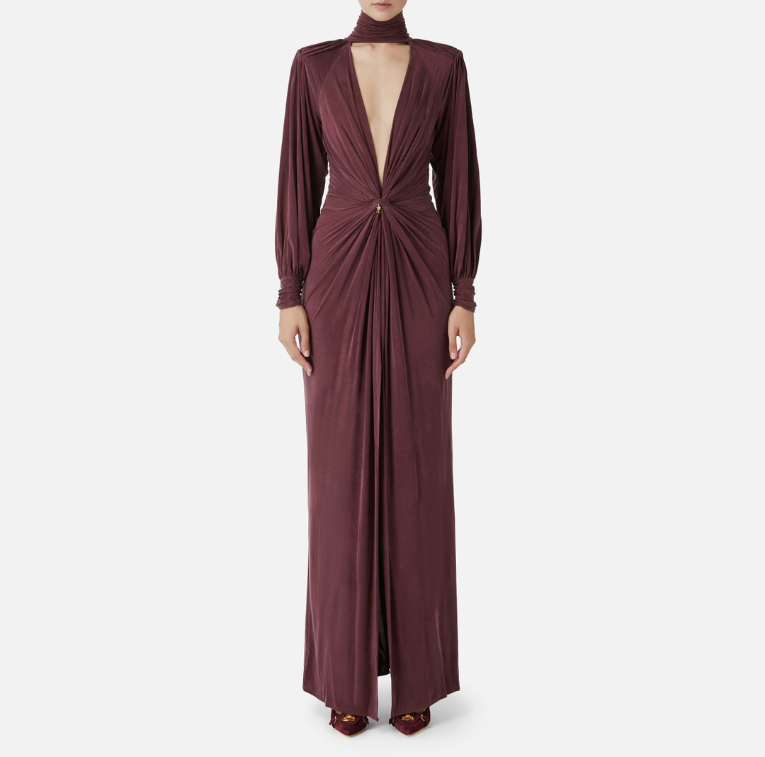 ELISABETTA FRANCHI Abito red carpet in jersey AB68447E2 Rouge Noir Voglino Abbigliamento