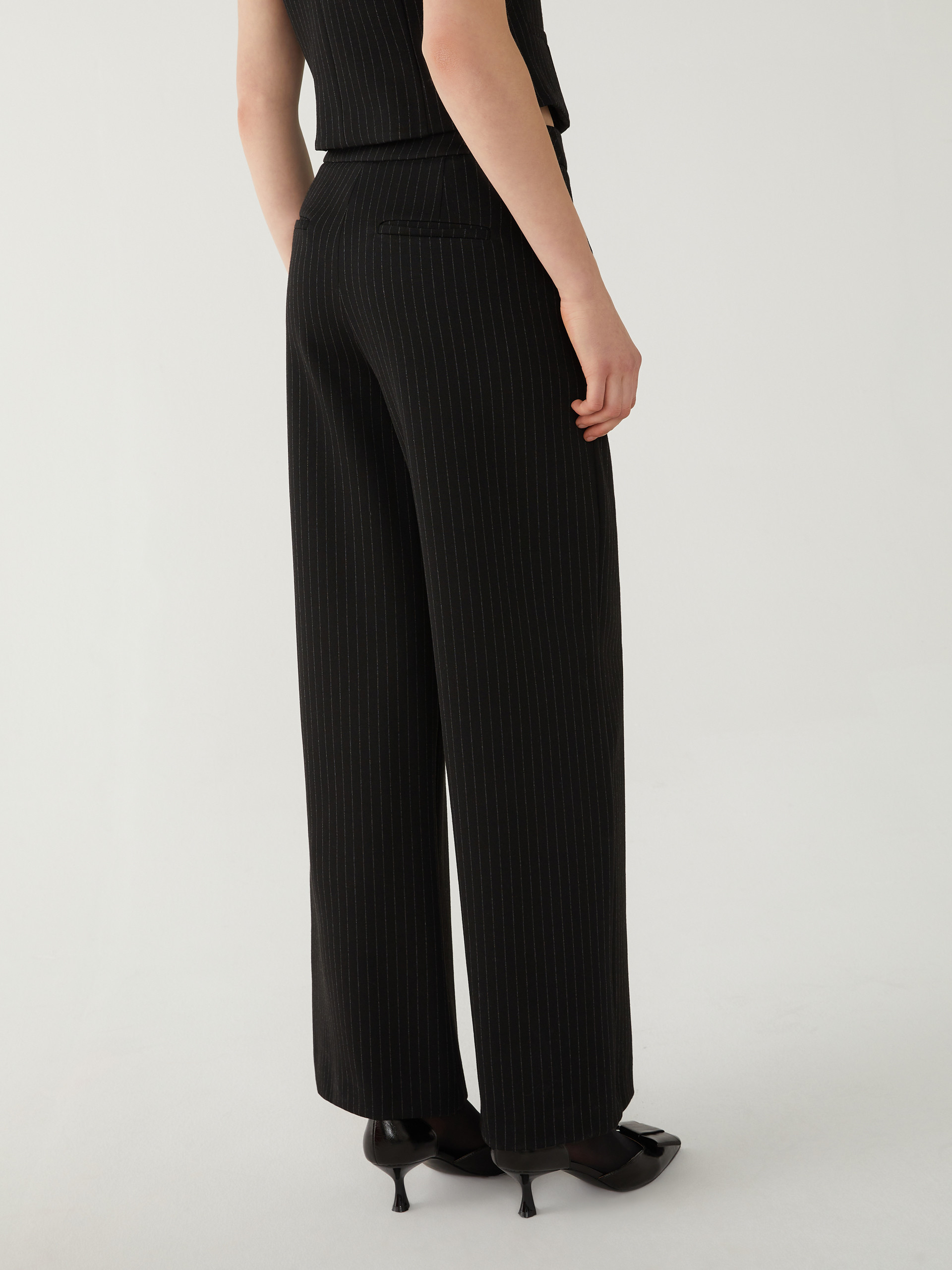 I BLUES Pantalone in Jersey Donna APACHE Gessato Nero Voglino Abbigliamento
