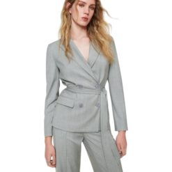 TWINSET Blazer in misto lana con cintura 242TP2160 Grigio medio Melange