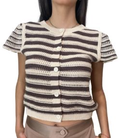 TWINSET Maglia Misto Crochet MC 251TT3351 Pink Chocolate