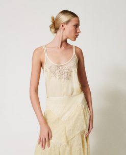 TWINSET Top Ricamato  251TP2371 Vanilla