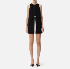 ELISABETTA FRANCHI Abito in crepe bicolore AB72851E2 Nero Burro