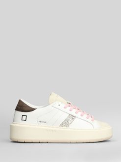 D.A.T.E. Sneakers Donna HILL LOW PLATFORM CALF WHITE PLATINUM