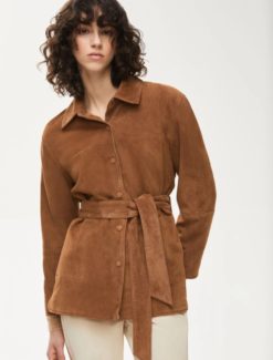 I BLUES Giacca Camicia in pelle Donna GASPARE Cognac