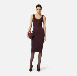 ELISABETTA FRANCHI Abito bustier in tessuto bielastico AB81056E2 Merlot