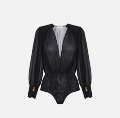 ELISABETTA FRANCHI Camicia Body in georgette CB00857E2 Nero