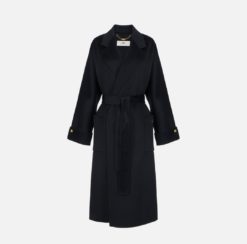 ELISABETTA FRANCHI Cappotto in panno di misto lana double CP68D56E2 Nero