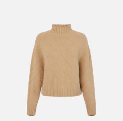 ELISABETTA FRANCHI Maglia Pullover  con losanghe jacquard MK55T57E2 Honey