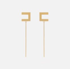 ELISABETTA FRANCHI Orecchini con logo e barretta OR12M56E2 Oro Giallo