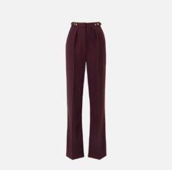 ELISABETTA FRANCHI Pantaloni in crepe con accessorio gioiello PA09956E2 Merlot