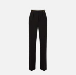 ELISABETTA FRANCHI Pantaloni in crepe con accessorio gioiello PA09956E2 Nero