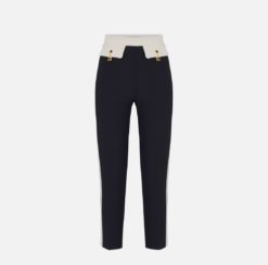 ELISABETTA FRANCHI Pantaloni bi color in doppio crepe PAT0156E2 Nero Milk