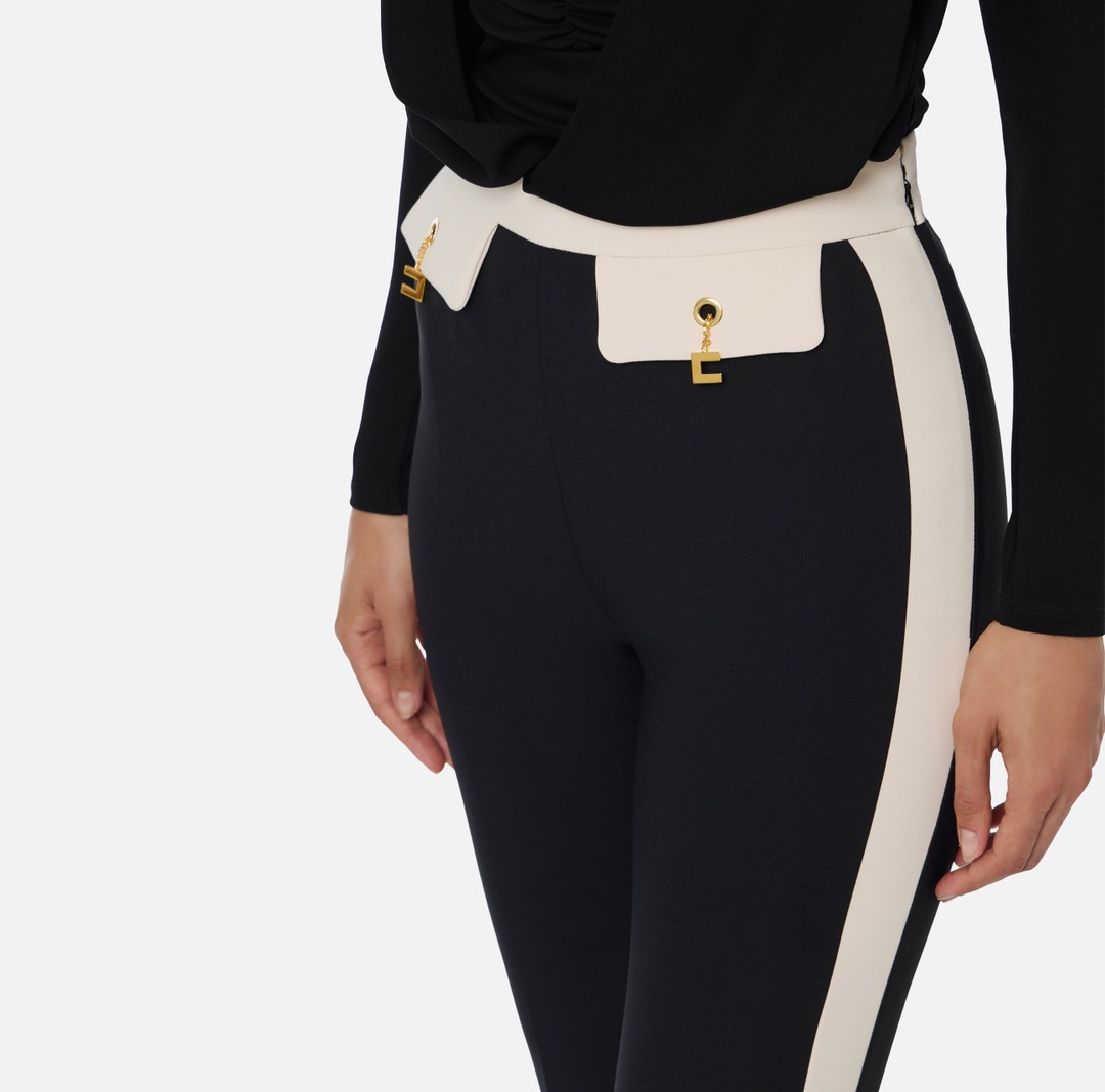 ELISABETTA FRANCHI -Pantaloni -bi color-PAT0156E2 Nero Milk (3)