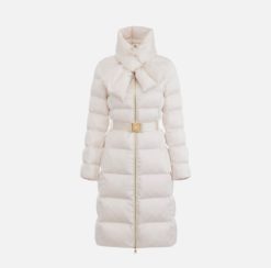 ELISABETTA FRANCHI Piumino in tessuto vela jacquard PI84D56E2 Milk