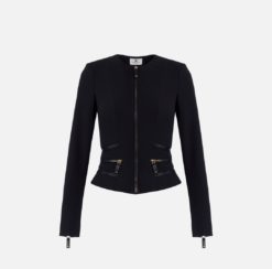 ELISABETTA FRANCHI Giacca in doppio crepe con dettagli zip GI17356E2 Nero