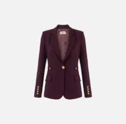 ELISABETTA FRANCHI Giacca in crepe leggero con dettagli gioiello GI17556E2 Merlot