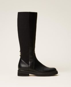 TWINSET Stivali alti con Elastico 252TGT120 Nero