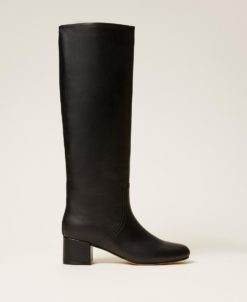 TWINSET Stivali alti in Pelle 252TGT160 Nero