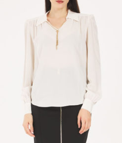 TWINSET Blusa con arricciature e catena Oval T 252TP2291 Giglio