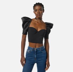 ELISABETTA FRANCHI Top in crepe TO02656E2 Nero