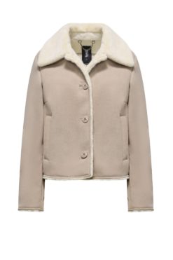BOMBOOGIE Giacca corta Donna in pelle scamosciata con pelliccetta sintetica JWKRYSPGFB5 Sandshell 180