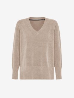 RRD Roberto Ricci Designs Maglia Donna Velvet Vent V-Neck Wom Knit W25634 Cream 32