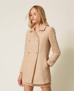 TWINSET Cappotto boucle con paillettes 252TP2141 Beige Oro