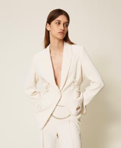 TWINSET Giacca Blazer in crepe cady con lacci 252TP2285 Madreperla