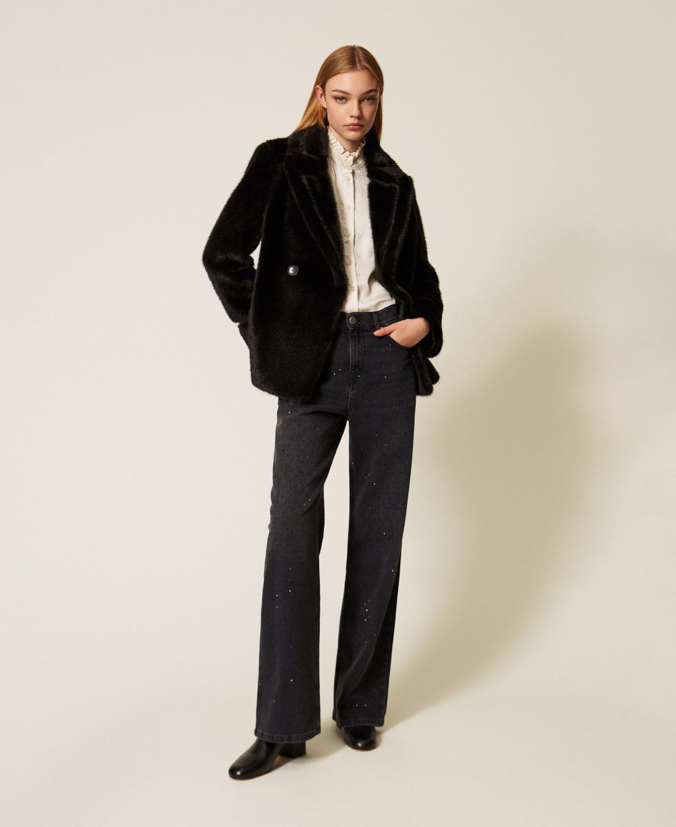 TWINSET Jeans con Brillantini 252TT2271 Denim Nero (2)