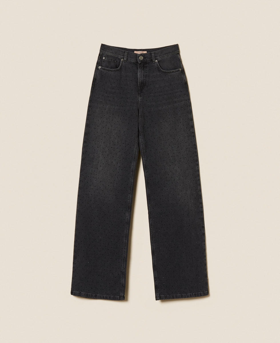 TWINSET Jeans con Brillantini 252TT2271 Denim Nero (6)