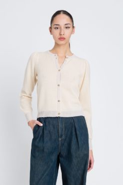 TWINSET Maglia Cardigan Lana 252TP3583 Chantilly Neve Oro Lurex