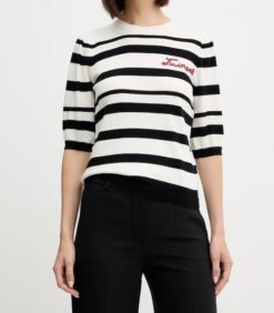 TWINSET Maglia a righe 252TP3090 Parchment-Nero