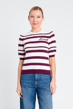 TWINSET Maglia a righe 252TP3090 Parchment-Winetasting