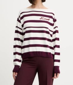 TWINSET Maglia a righe 252TP3091 Parchment Winetasting