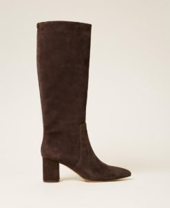 TWINSET Stivali alti pelle scamosciata 252TGT162 Black Chocolate