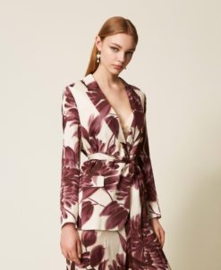 TWINSET Giacca Blazer con stampa a fiori 252TP2700 Dahlia Winetasting Gold