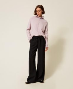 TWINSET Pantaloni ampi in crêpe con coulisse 252TP2611 Nero