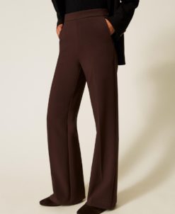 TWINSET Pantaloni dritti in crêpe 252TT2381 Black Chocolate